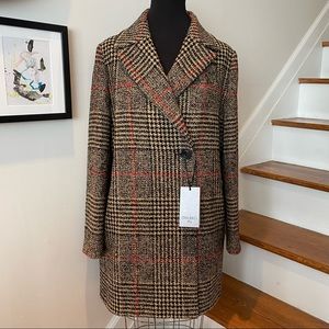 NWT Cinzia Rocca Icons Wool-Blend Plaid Fully-Lined Coat (Size 10)